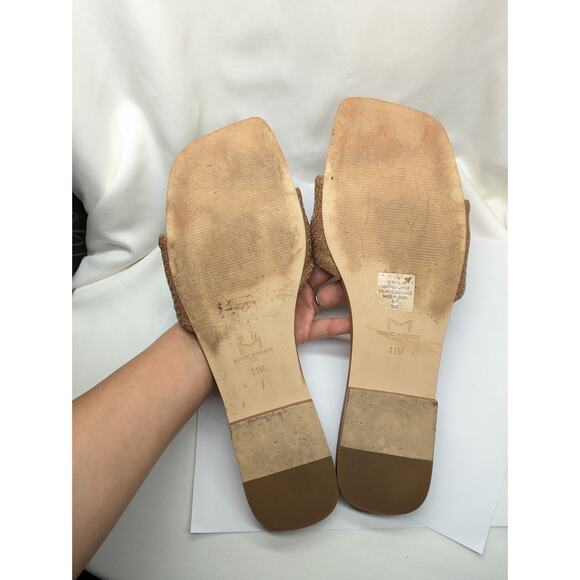 Marc Fisher Marlon Woven Square Flat Sandals 11M Brown Leather Beachy Resort - Picture 4 of 11